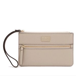 Kate Spade | Highland Place Leather Wristlet Beige Tan Gold Hardwear NWOT